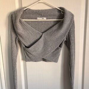 Wilfred Heather Gray Ribbed Knit Cropped Top